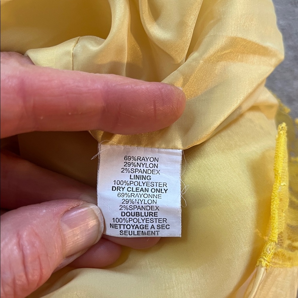 ☀️🌞Trina Turk Vibrant Sunshine Yellow Fitted Stretch Sheath EUC no size tag szS? - Picture 9 of 10